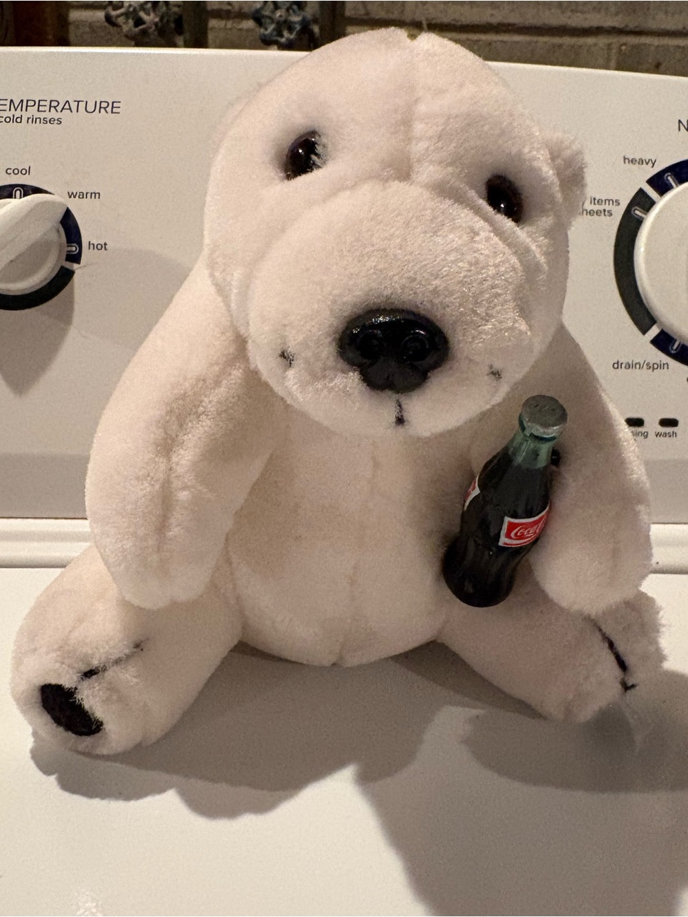 Vintage 1993 Coca Cola Coke Plush Polar Bear 7” Coca Cola Bottle